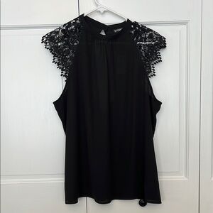 Elegant Black Lace Sleeve Top